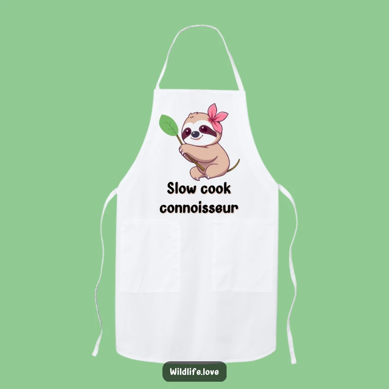 Funny Sloth Flower Apron: Kitchen Serenity & Style, Perfect Humorous Gift for Bakers!
