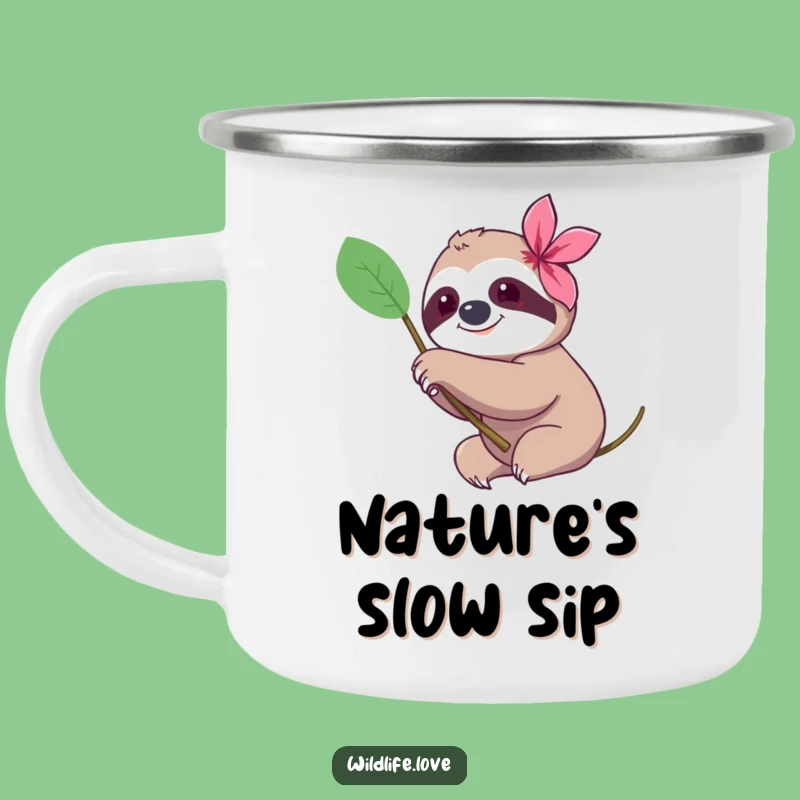 Funny Sloth Flower Camping Mug: Durable & Relaxed Outdoor Gift, Perfect Humorous Present!