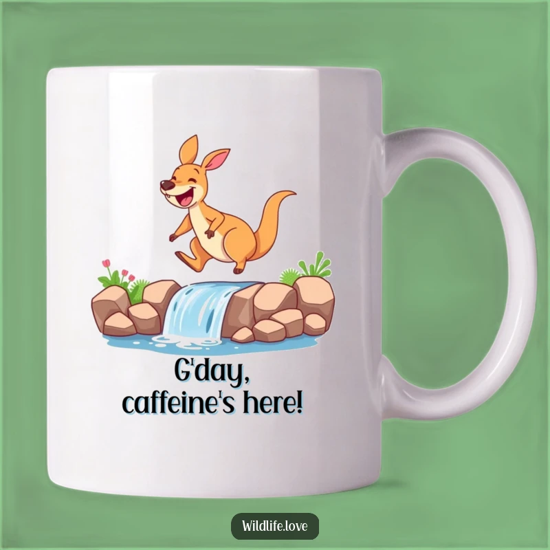 Funny Kangaroo Waterfall Jump Mug: Hilarious Aussie Animal Gift for Coffee Lovers!