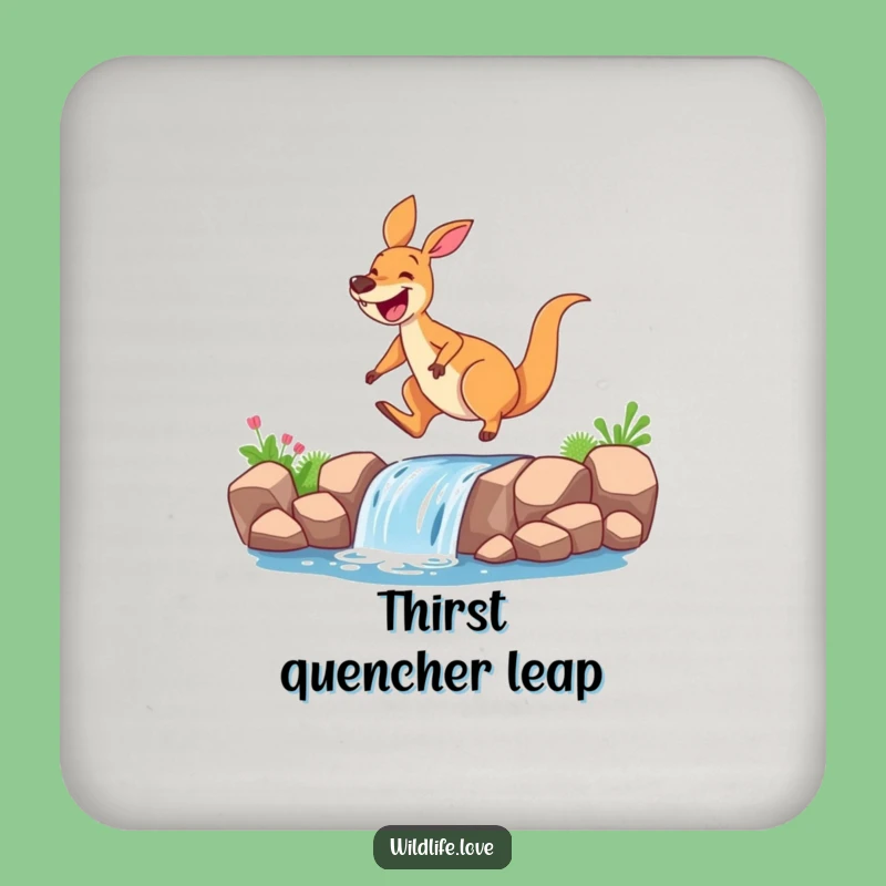 Funny Kangaroo Waterfall Drink Coaster: Protect Surfaces with Hilarious Aussie Style, Great Gift!