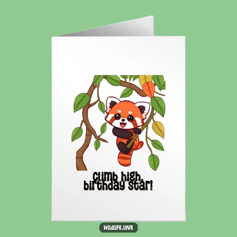 Free Printable Red Panda Birthday Card: Jungle Vine Climb - Downloadable Gift!