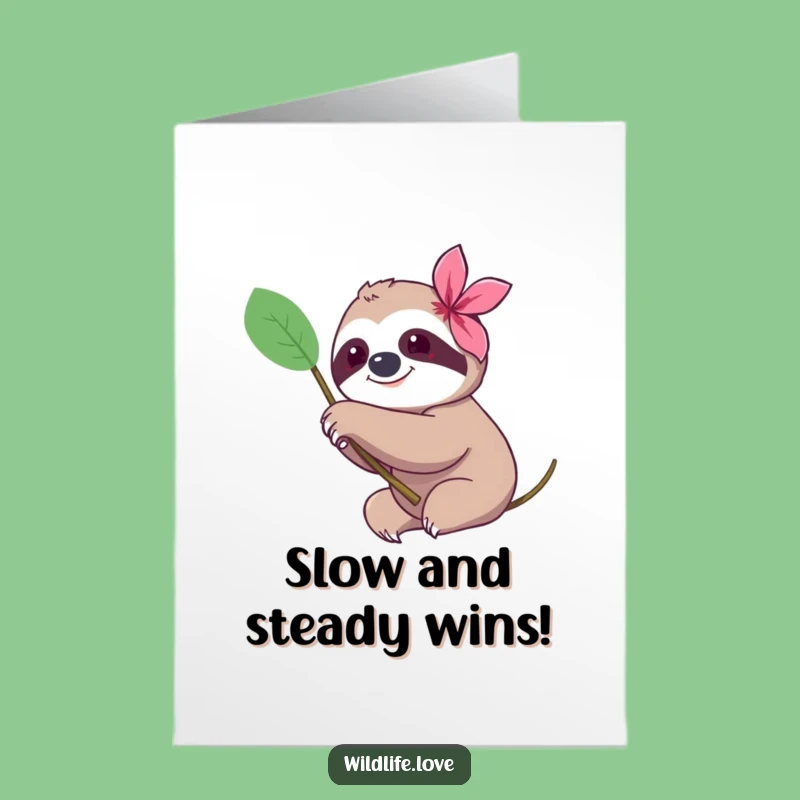 Free Printable Congratulations Card: Happy Sloth's Slow Bloom - Print at Home Success