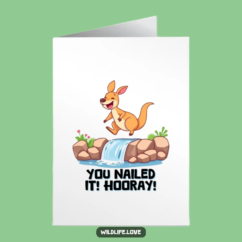 Free Printable Congratulations Card: Hilarious Kangaroo Leap - Print at Home Success Gift