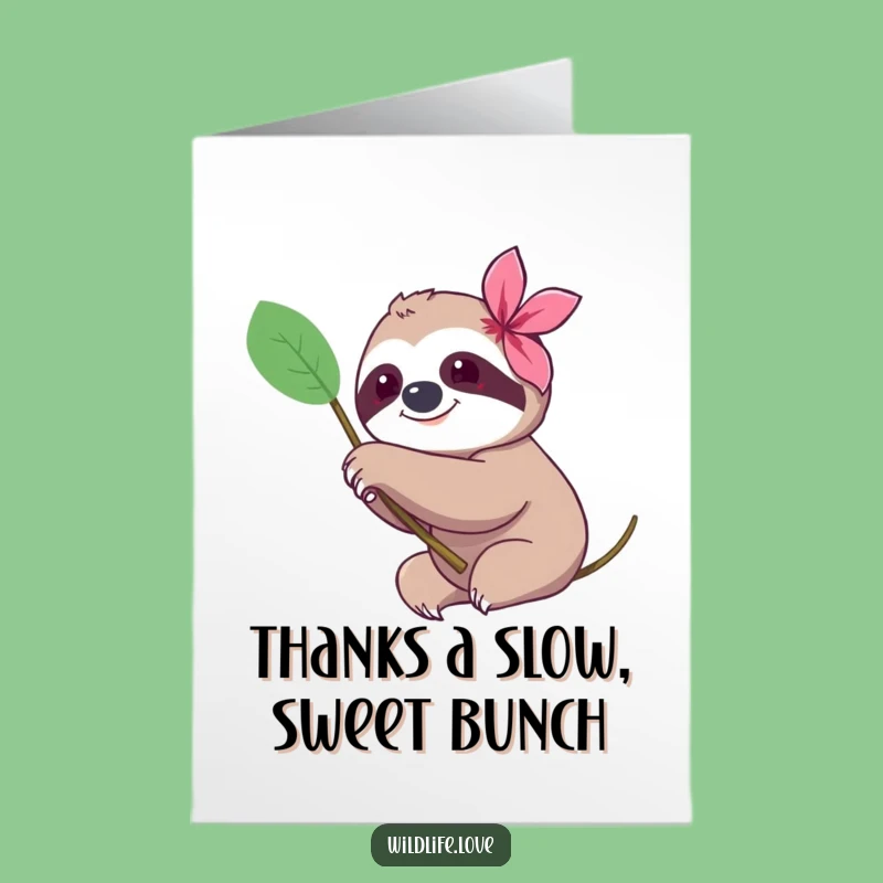 Free Printable Thank You Card: Sloth's Gentle Gratitude - Downloadable Greeting