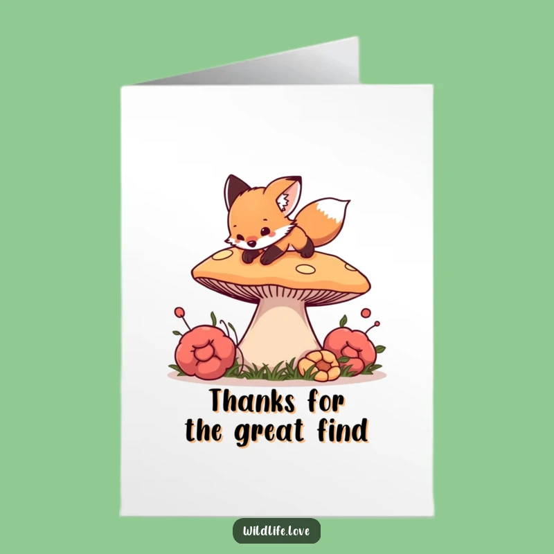 Free Printable Fox Cub Thank You Card: Mushroom Thanks - Downloadable Gift!