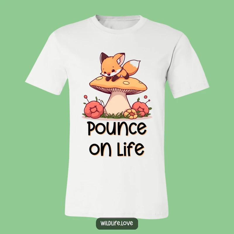 Funny Fox Mushroom Tee - Curious Cub Forest Fun Funny Gift